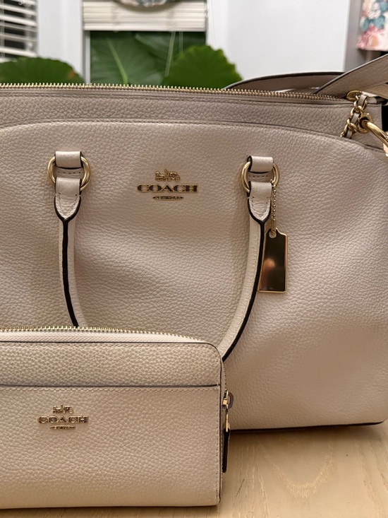 Coach Handbags - Coach Chalk Pebbled Leather Tote with Matching Zip Wallet